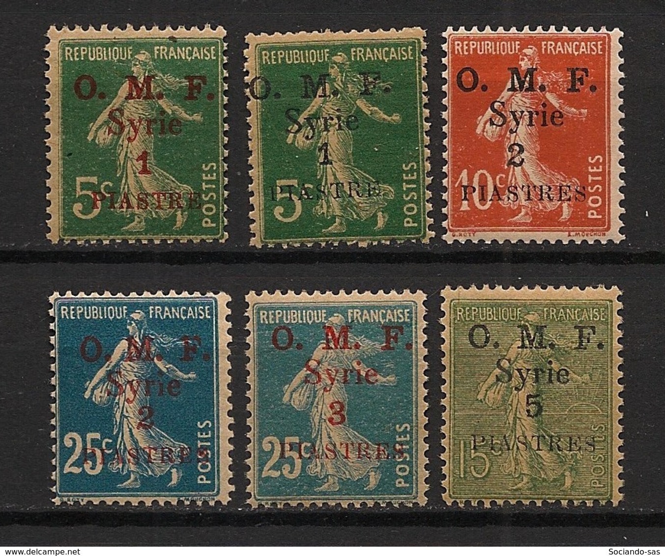 Syrie - 1920 - N°Yv. 34 à 39 - Semeuse OMF 6 Valeurs - Neuf Luxe ** / MNH / Postfrisch - Unused Stamps