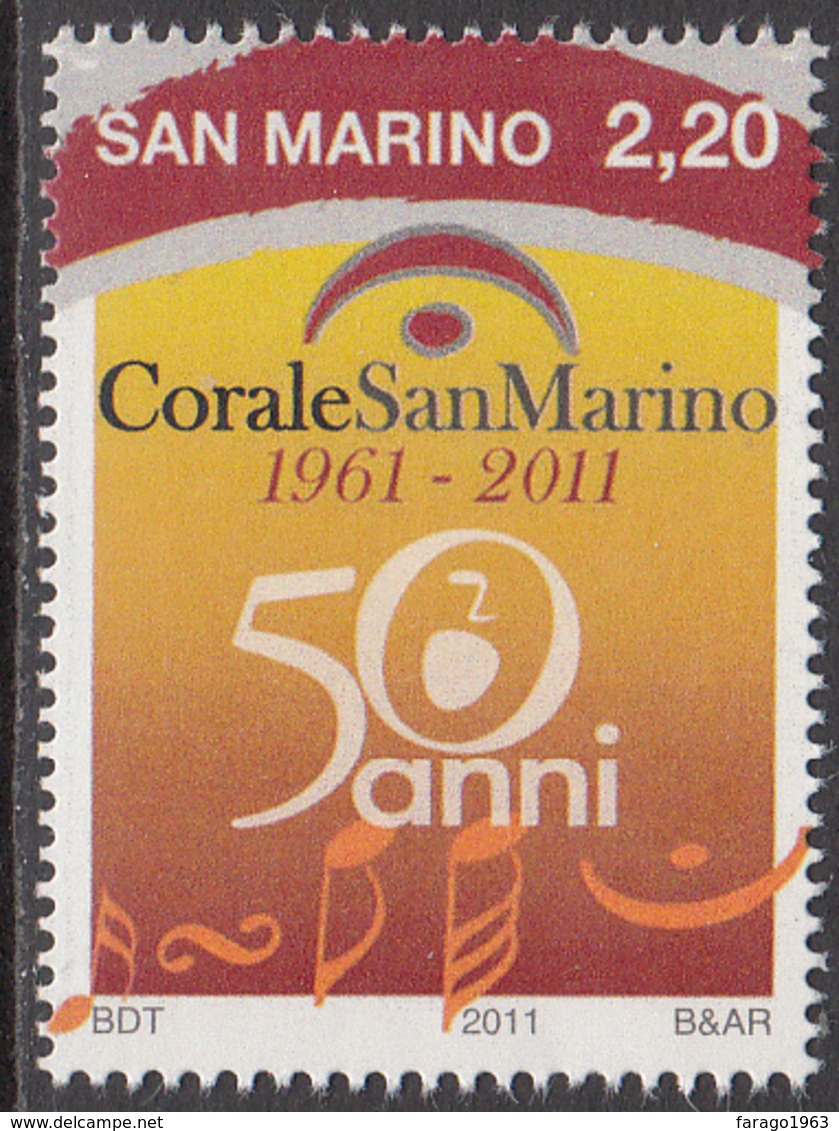 2011 San Marino Choir Music  Complete  Set Of 1 MNH   ** BELOW FACE VALUE *** - Ungebraucht