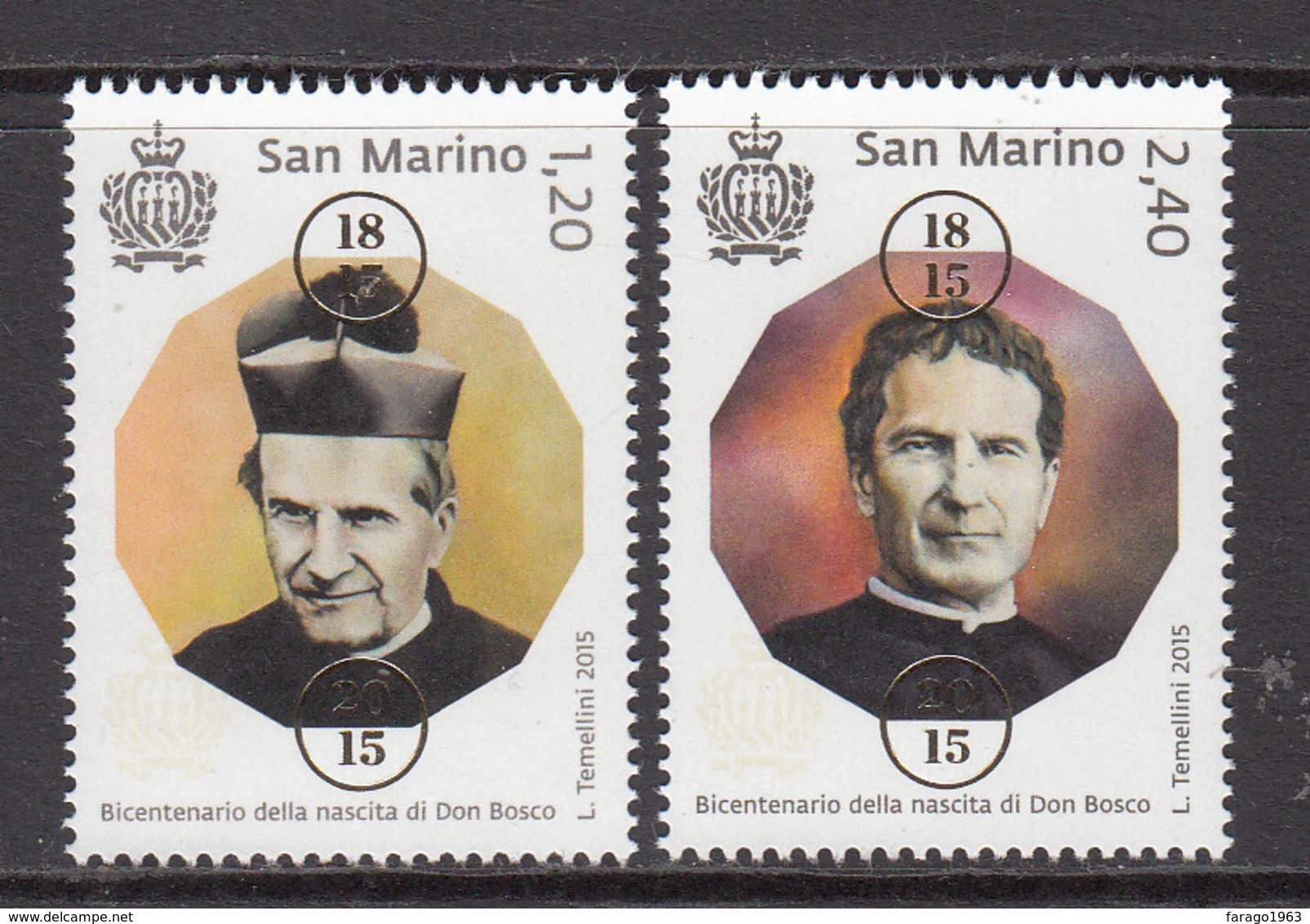 2015 San Marino Don Bosco  Complete Set Of 2 MNH   ** BELOW FACE VALUE *** - Ongebruikt