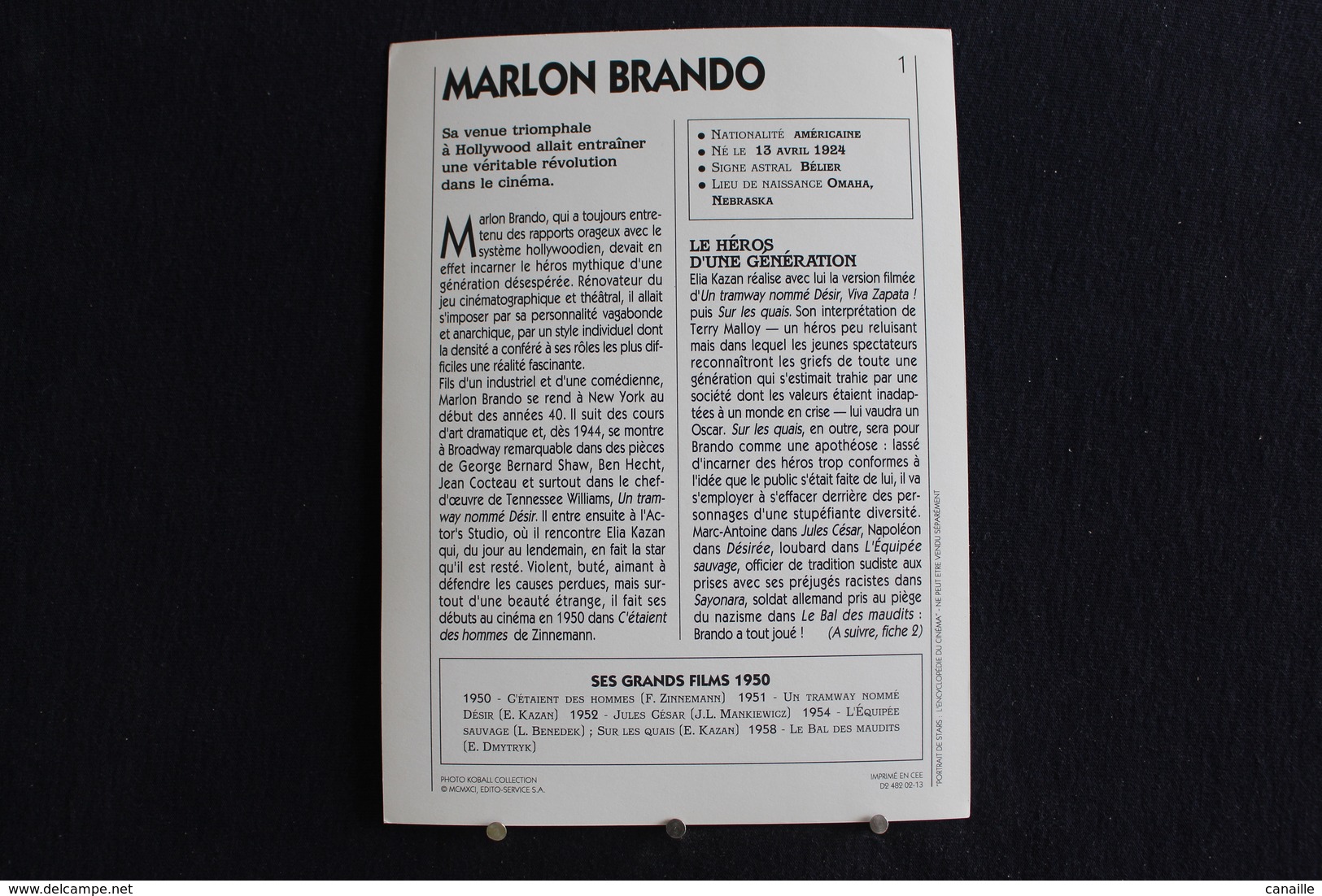 Sp-Acteur, Réalisateur Américain, 1955 -  Marlon Brando, Né En 1924  à Omaha (Nebraska) Et Mort En 2004  à Los Angeles . - Acteurs