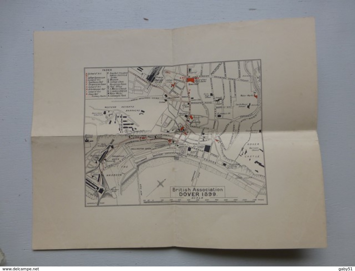 DOVER Douvres Plan Congrès British Association (TSF) 1899 ; RARE ; PAP05 - Geographical Maps