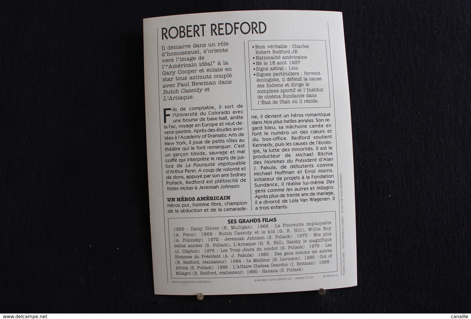 Sp-Acteur, 1975 - Robert Redford Est Un Acteur Et Réalisateur Américain Né Le 18 Août 19362 à Santa Monica (Californie). - Acteurs