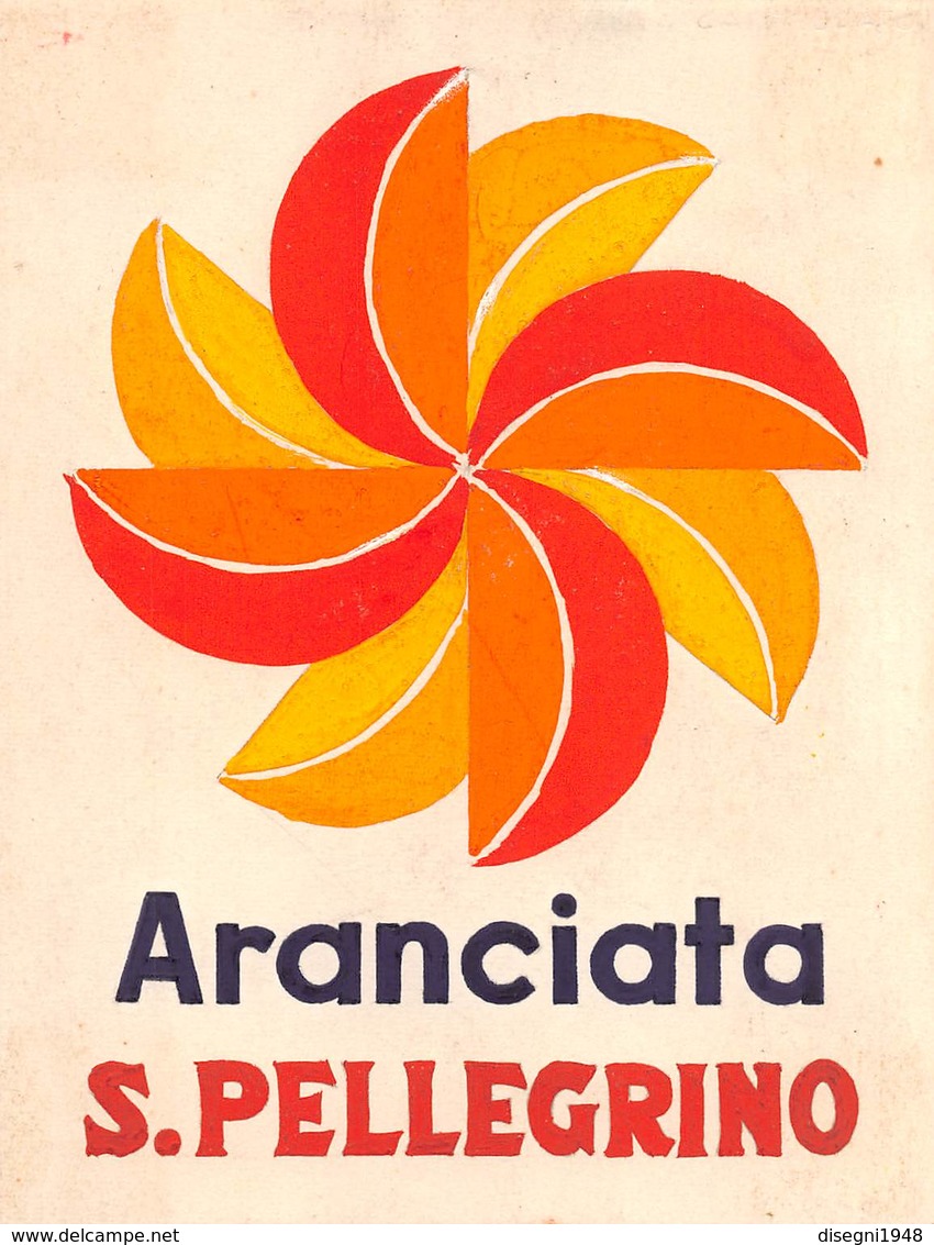 08546 "ARANCIATA SAN PELLEGRINO - BOZZETTO PUBBLICITARIO IN ACQUERELLI E TEMPERE" ORIG. - Altri & Non Classificati