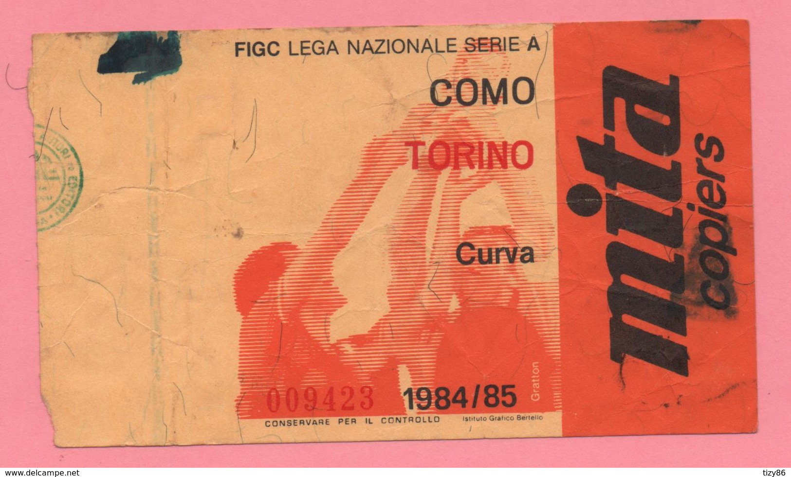 Biglietto D'ingresso Stadio Como Torino 1984/85 - Biglietti D'ingresso