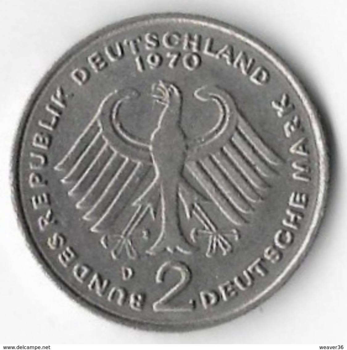 Germany Federal Republic 1970D 2 Marks Adenauer [C228/1D] - 2 Mark