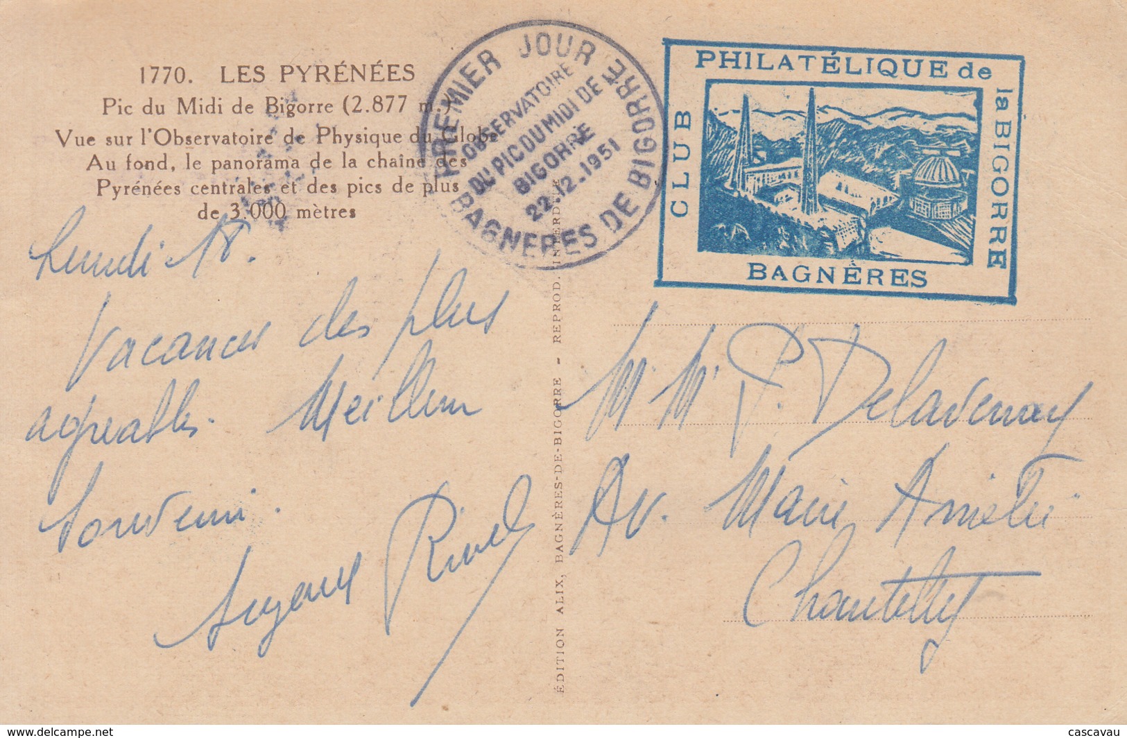 Carte  Maximum  1er  Jour   FRANCE   Observatoire  Du  Pic  Du  Midi    1951 - 1950-1959