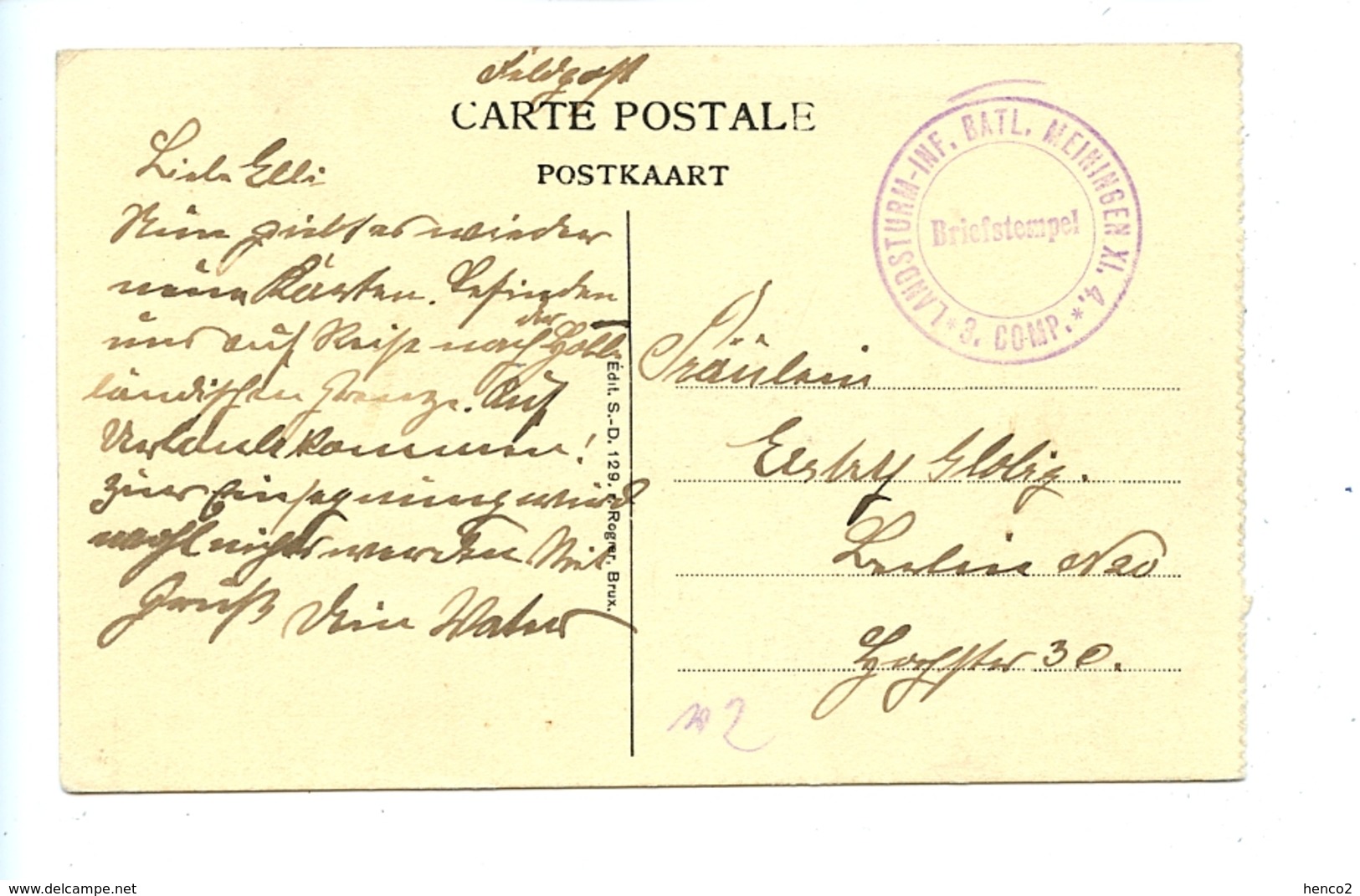 Liège - Le Quai De La Batte / Julien De Clerck / Landsturm-Inf. Batl. Meiningen XI. 4. 3. Comp. (Feldpost) - Liege