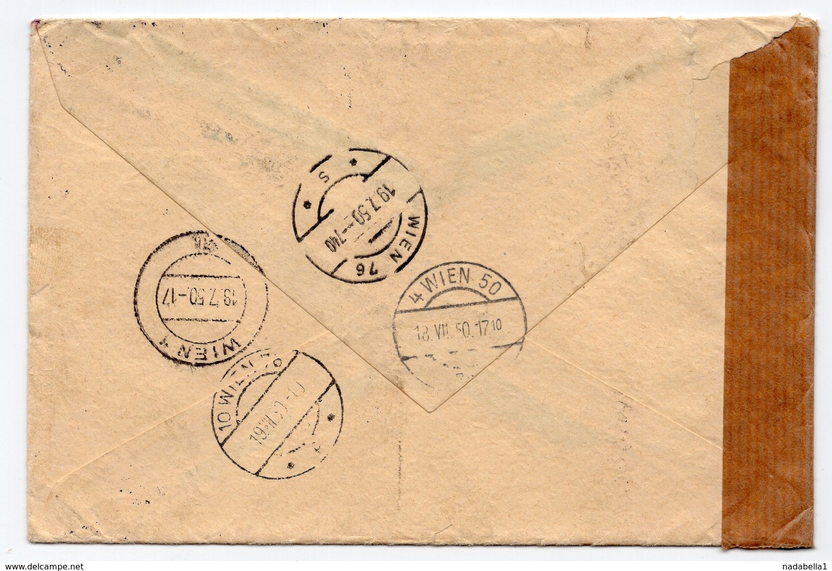 11.07.1950. YUGOSLAVIA, CROATIA, ZAGREB TO VIENNA, CENSORED IN AUSTRIA,REDIRECTED, REGISTERED MAIL - Covers & Documents