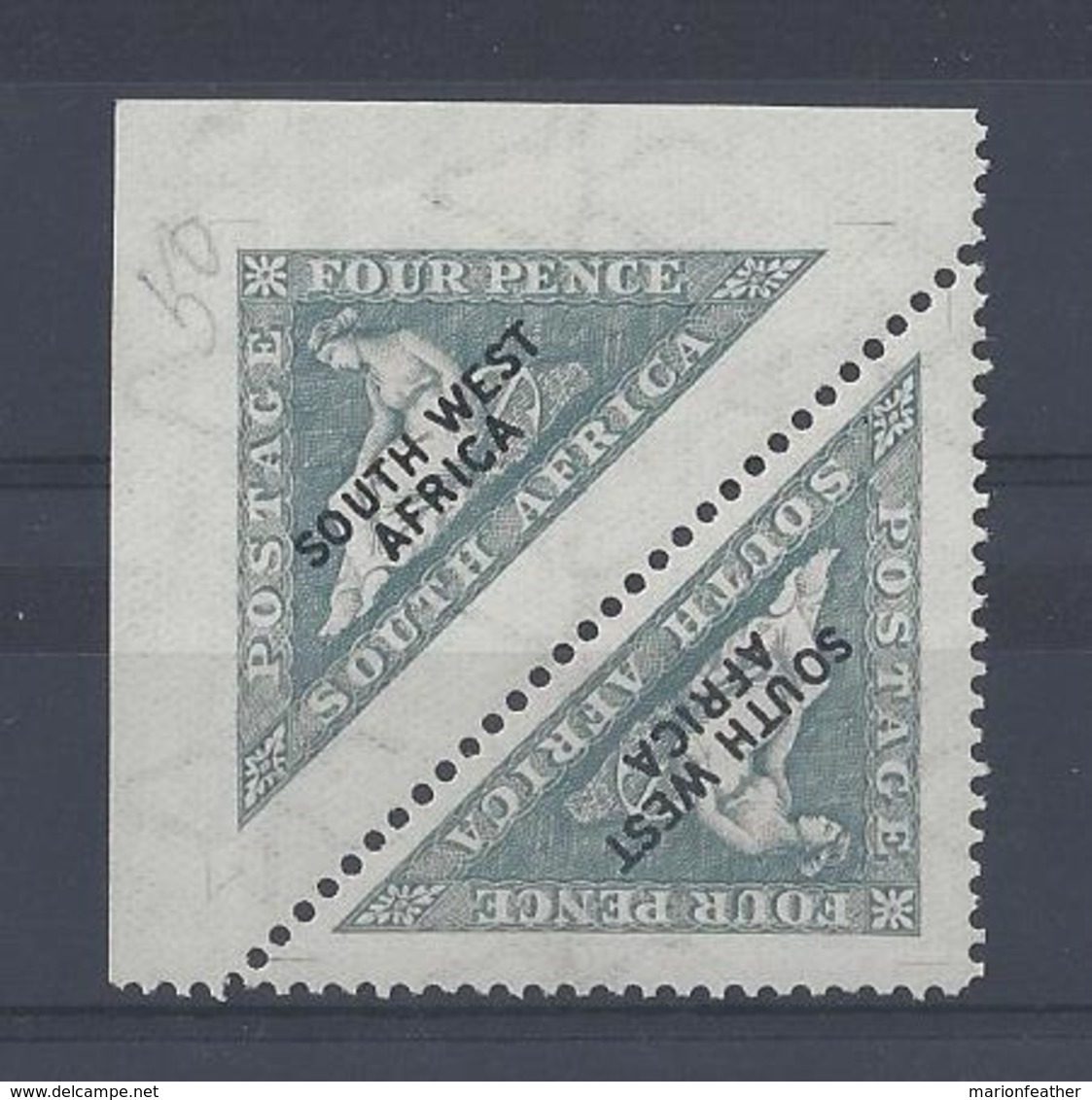 SOUTH WEST AFRICA....KING GEORGE V.(1910-36)....4d X TRIANGLE PAIR.....MH... - South West Africa (1923-1990)