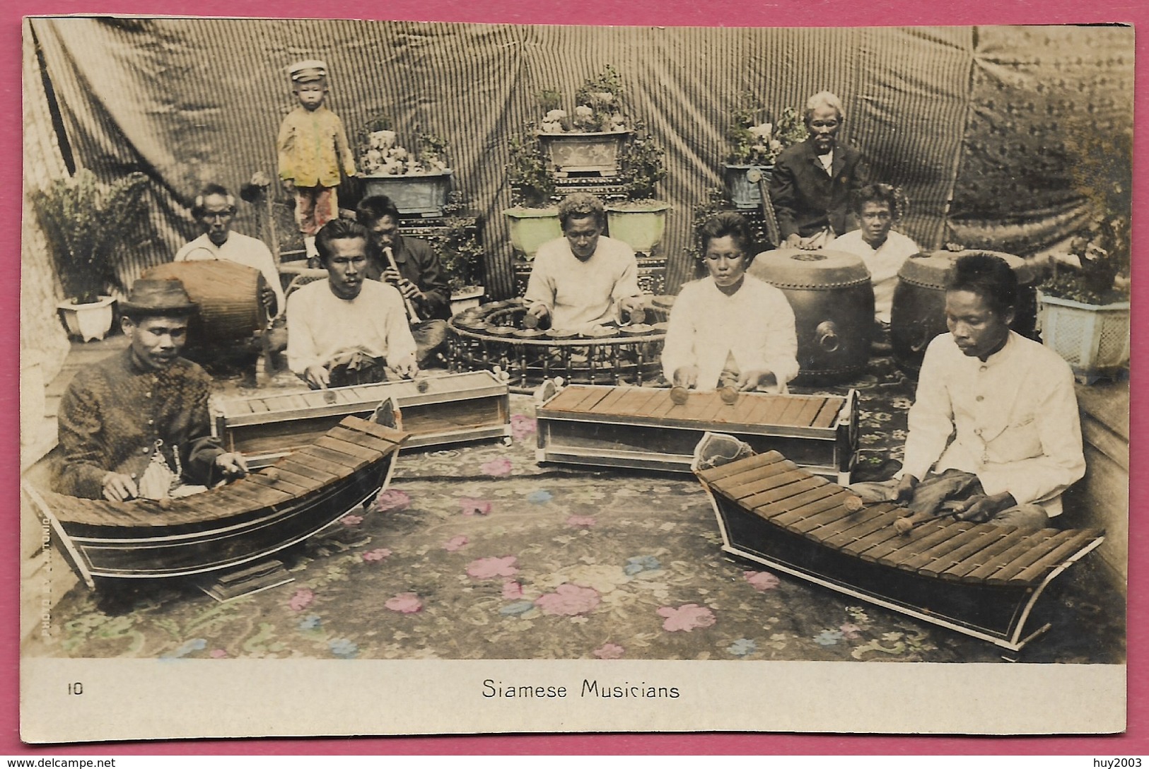 Siam Thailand_Siamese Musicians_1900's_n°10_Photo By J. Antonio. Bangkok_Old Vintage CPA_Collection - Thailand