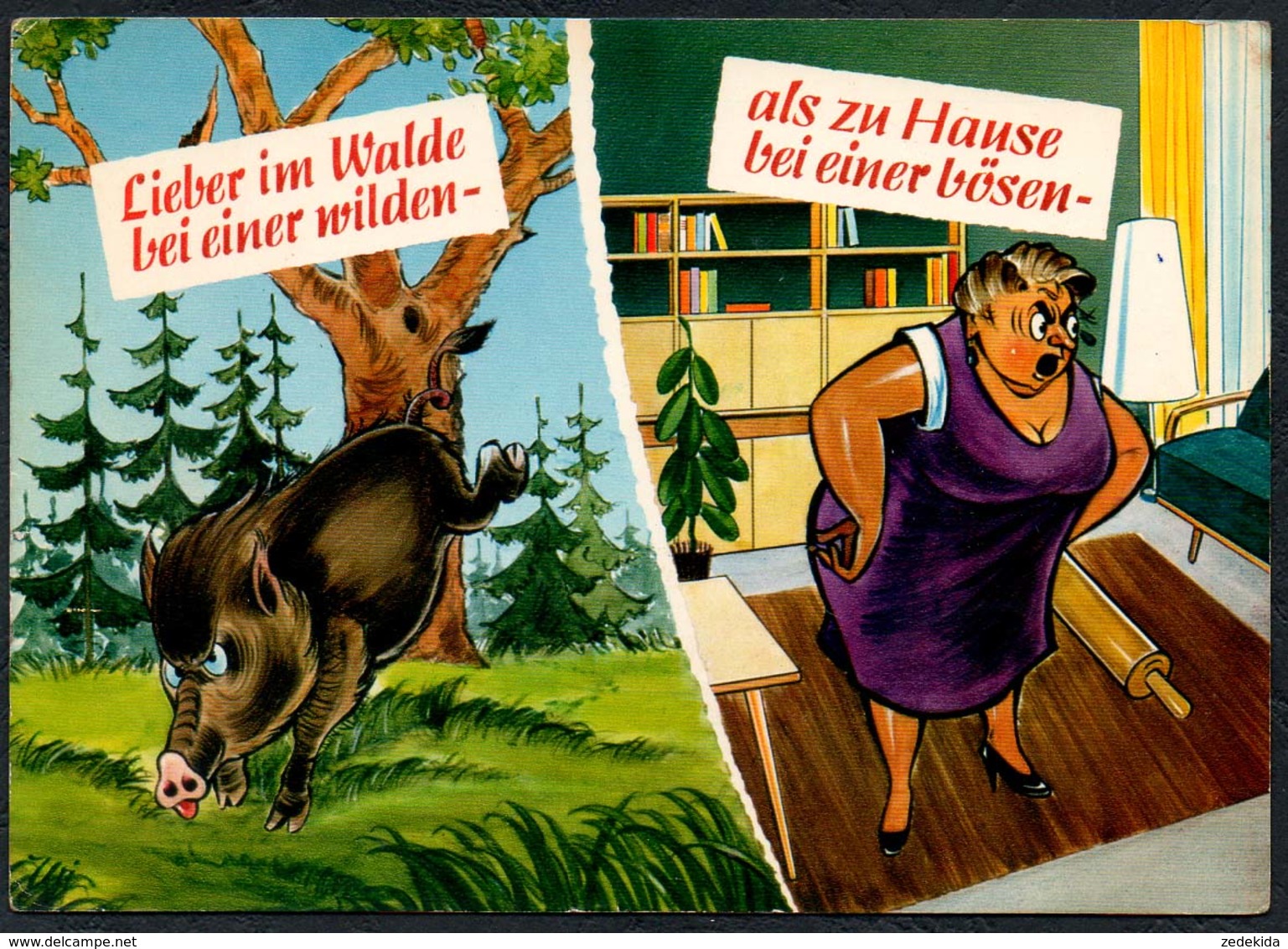 C7222 - Scherzkarte Humor - Wildschwein Wildsau Eber - Humor