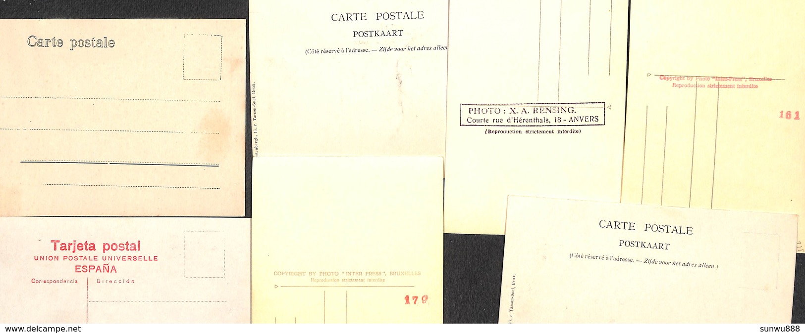Famille Royale - Lot 7 Cartes (Photo Rensing, Inter Press Albert 1er Baudouin Reine Wilhelmine Rey Alfonso... - Familles Royales
