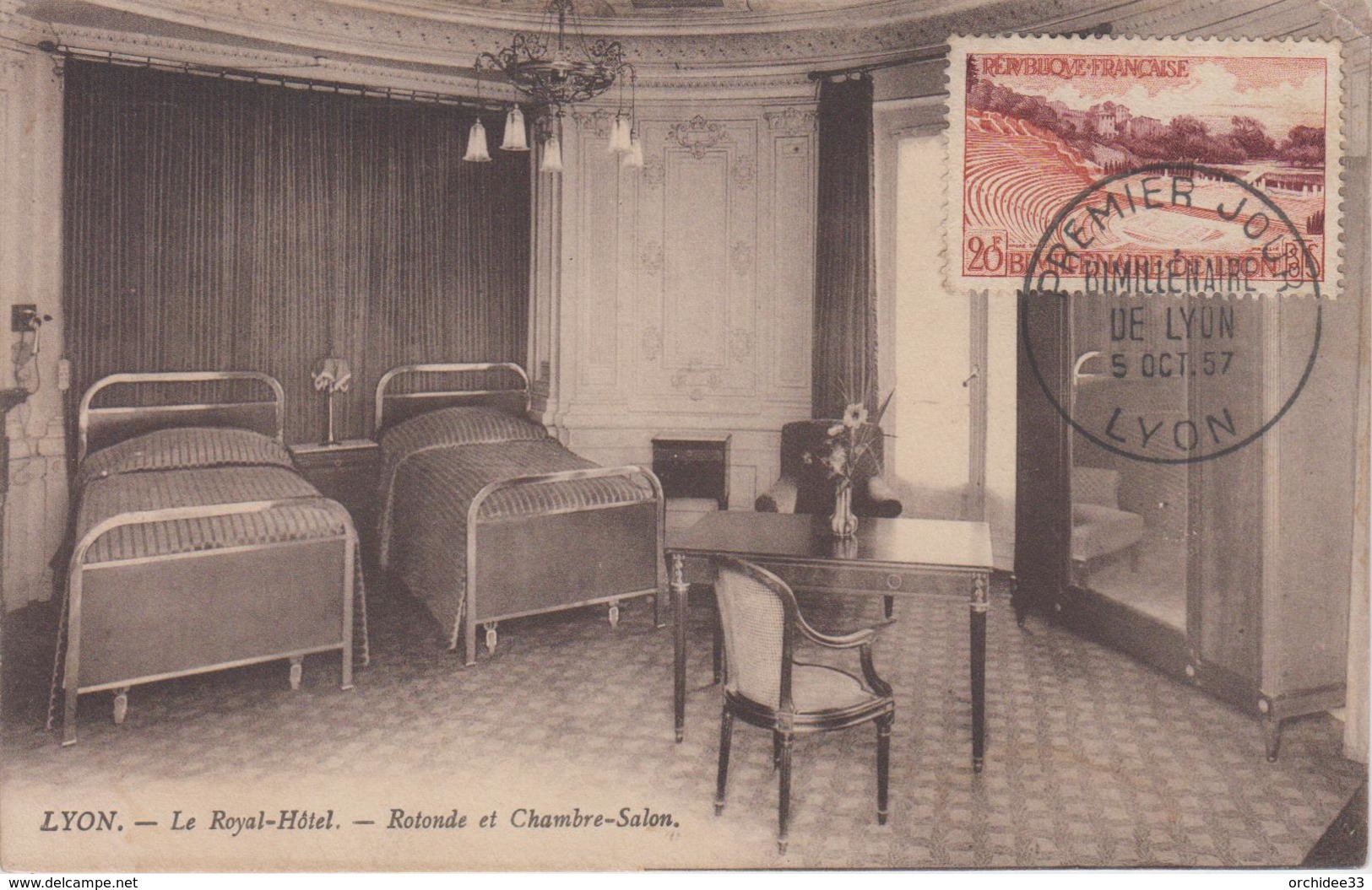 CPA Lyon - Le Royal-Hôtel - Rotonde Et Chambre-Salon - Avec Cachet 1er Jour Bimillénaire De Lyon 5 Oct 57 - Other & Unclassified