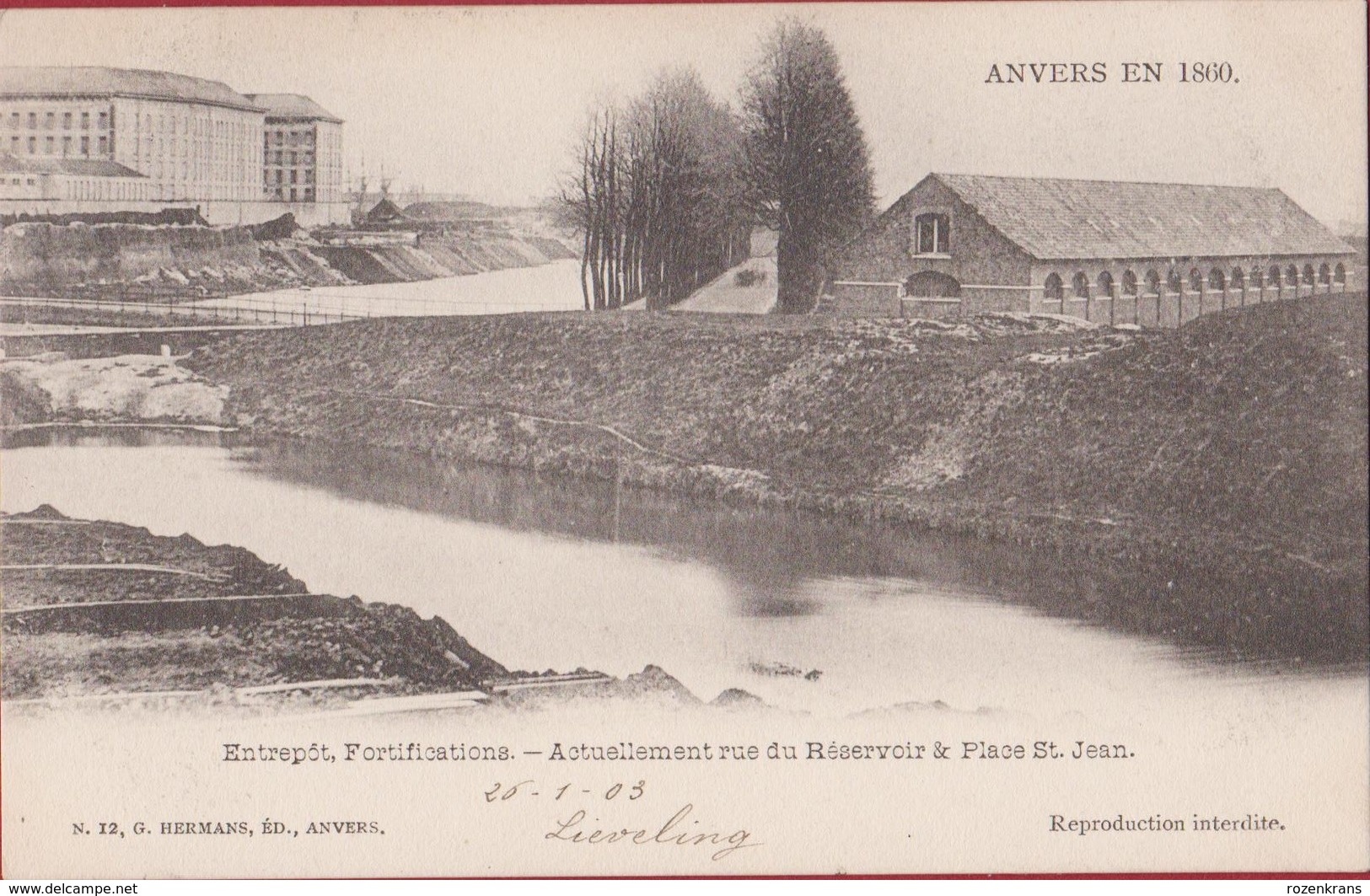 Spaanse Omwalling ANVERS EN 1860 Entrepot Fortifications Place St Jean Sint Jansplein Antwerpen (In Zeer Goede Staat) - Antwerpen