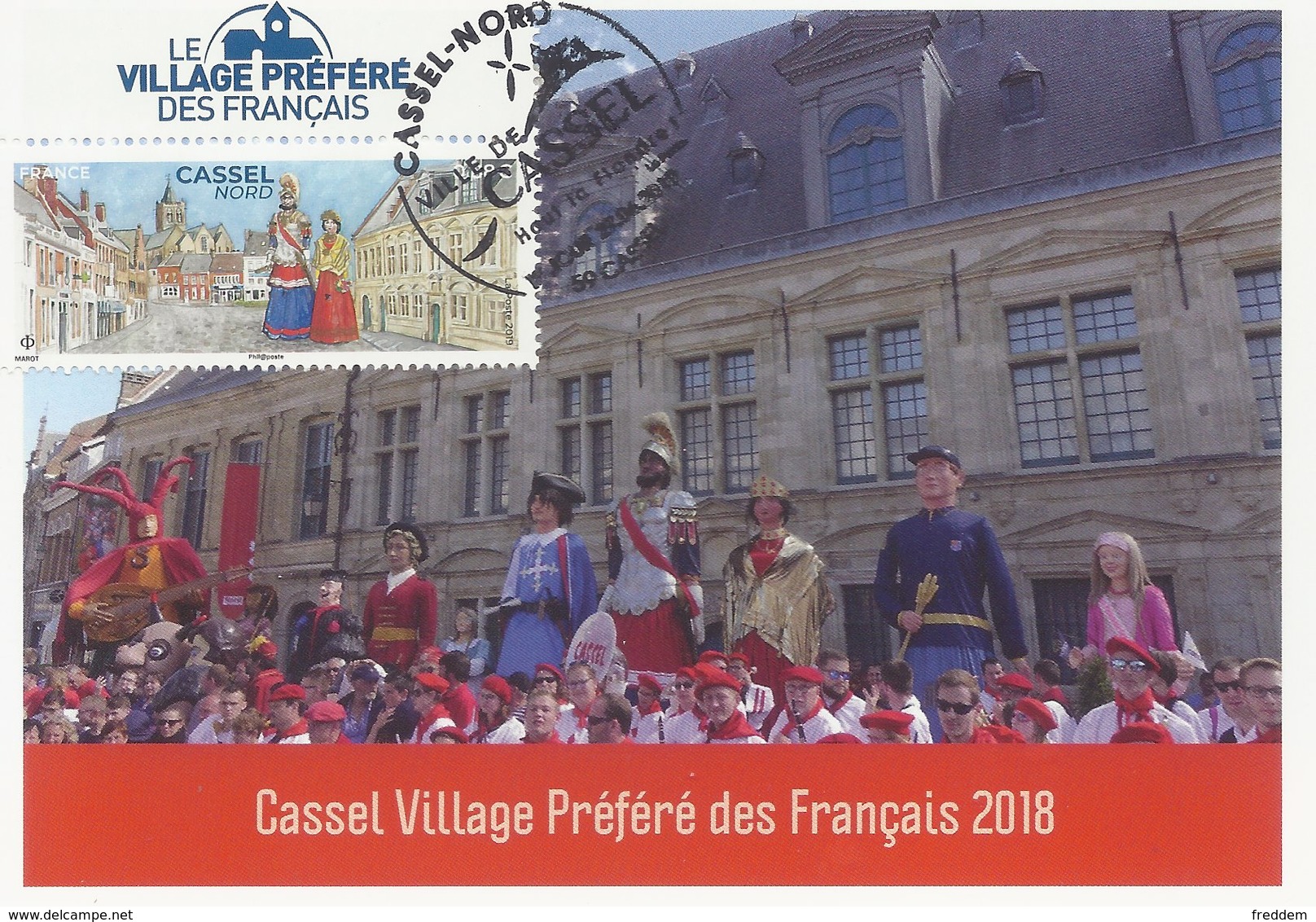 Cassel Nord 59 Carte Maximum FDC Premier Jour Village Préféré Français - Place Géants - Dunkerque Hazebrouck Lille Douai - 2010-2019