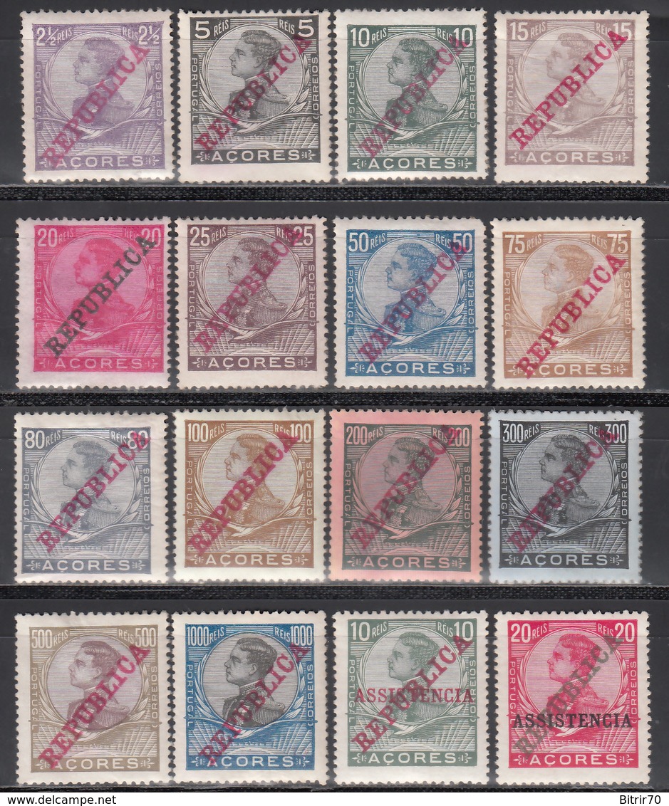 1910  Yvert Nº 123 / 136, 137 / 138,  MNH - Azores