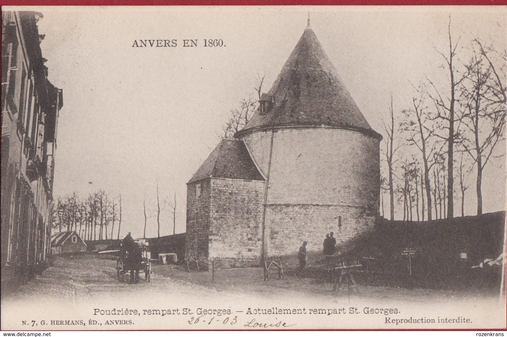 Spaanse Omwalling Anvers En 1860 Rempart St. Georges Sint Jorispoort Poudrière Antwerpen (In Zeer Goede Staat) 1903 - Antwerpen