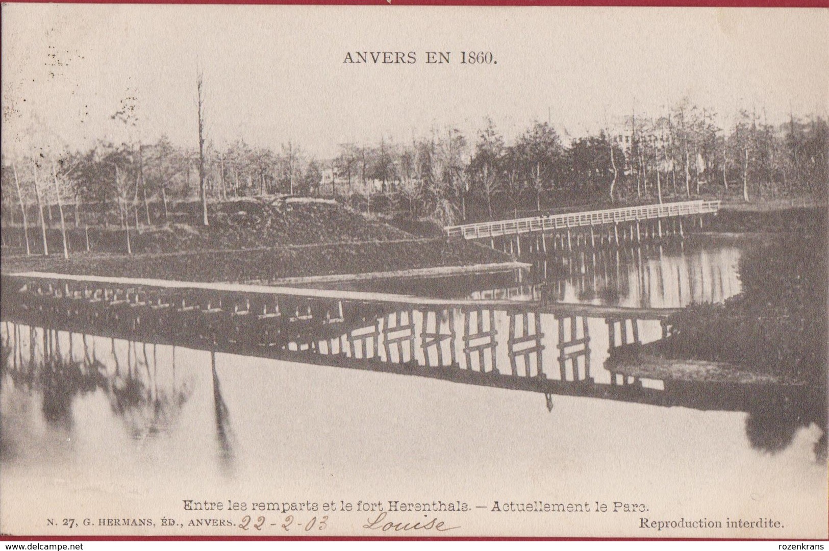 Spaanse Omwalling Anvers En 1860 Entre Les Remparts Et Le Fort Herenthals Stadspark Antwerpen (In Zeer Goede Staat) - Antwerpen