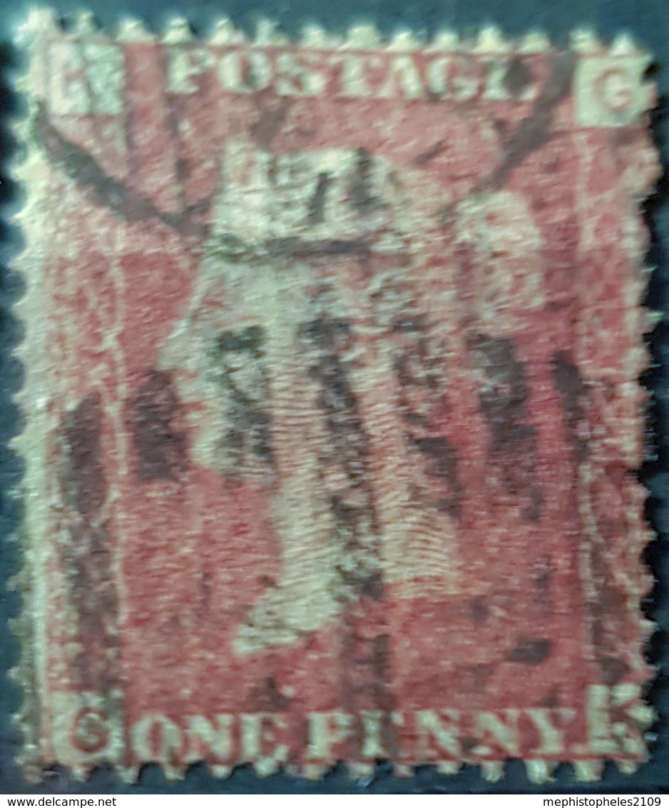 GREAT BRITAIN - Canceled Penny Red - Plate 168 - Sc# 33, SG# 43 - Queen Victoria 1p - Used Stamps