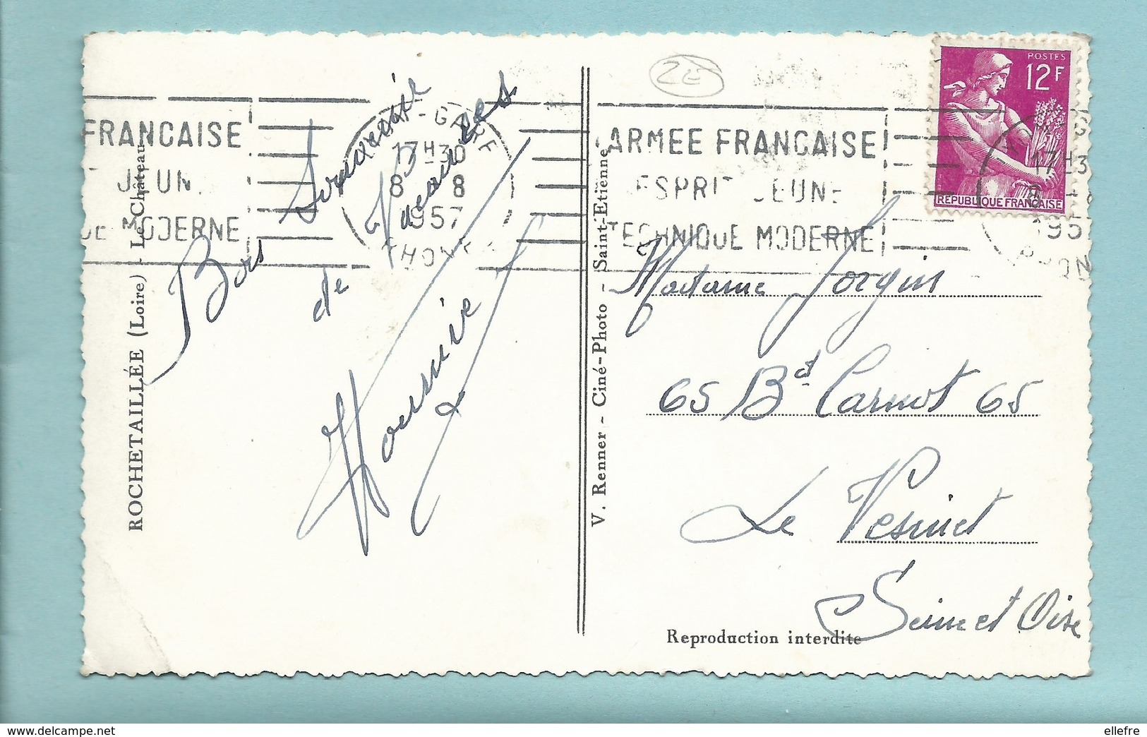 CPSM Rochetaillée 42 - Camionnette Fourgonnette 2 Cv Garée Devant Les Ruines - 1957 - 9/14 Cm Renner Saint Etienne - Rochetaillee