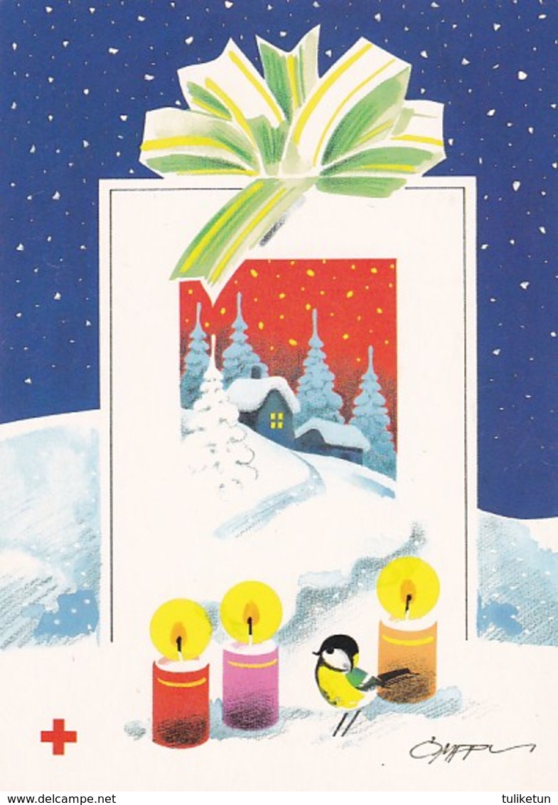 Postal Stationery - Candles Lighting - Great Tit - Winter Scene - Red Cross - Suomi Finland - Postage Paid - Entiers Postaux