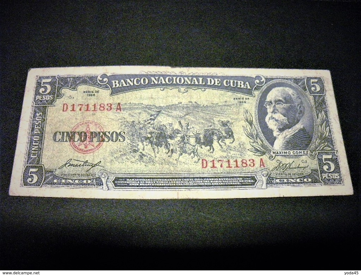 CUBA 5 Pesos 1958, Pick N°91 A, CUBA - Cuba