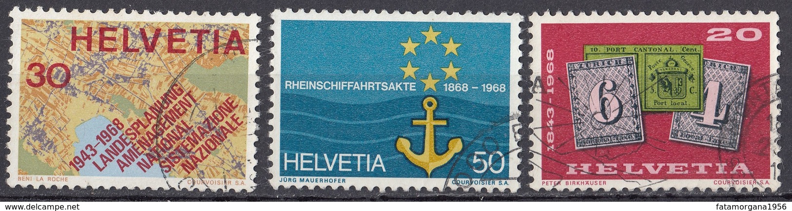 HELVETIA - SUISSE - SVIZZERA - 1968 - Lotto Di 3 Valori Usati: Yvert 812/814. - Usati