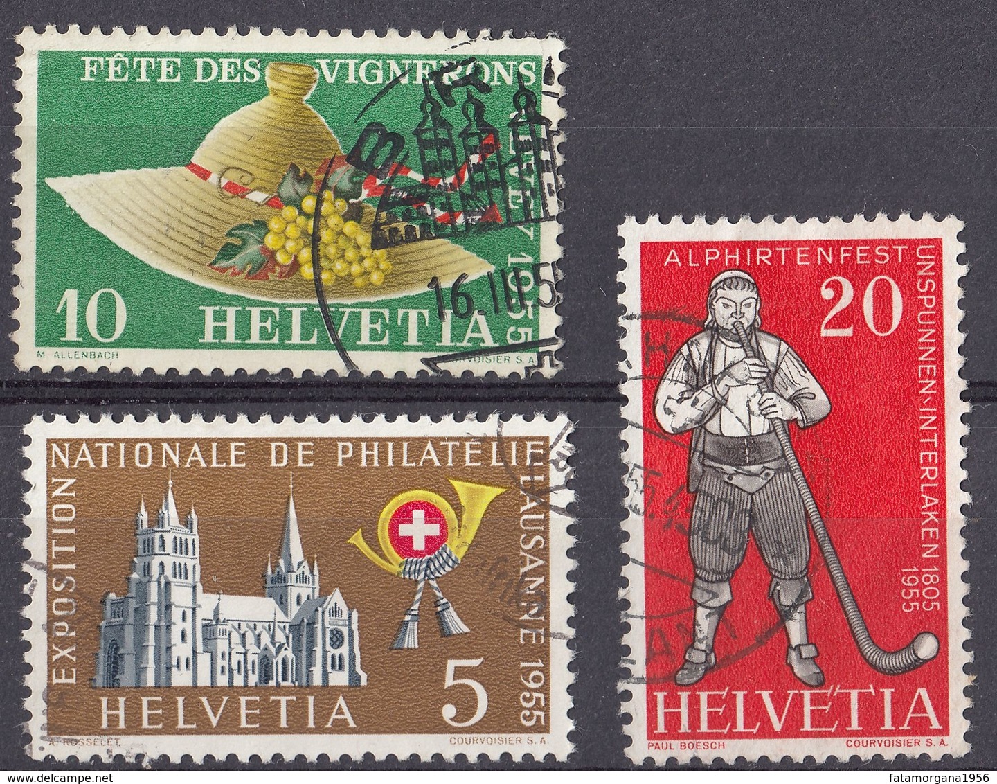 HELVETIA - SUISSE - SVIZZERA - 1955 - Lotto Di 3 Valori Usati: Yvert 558/560. - Gebraucht