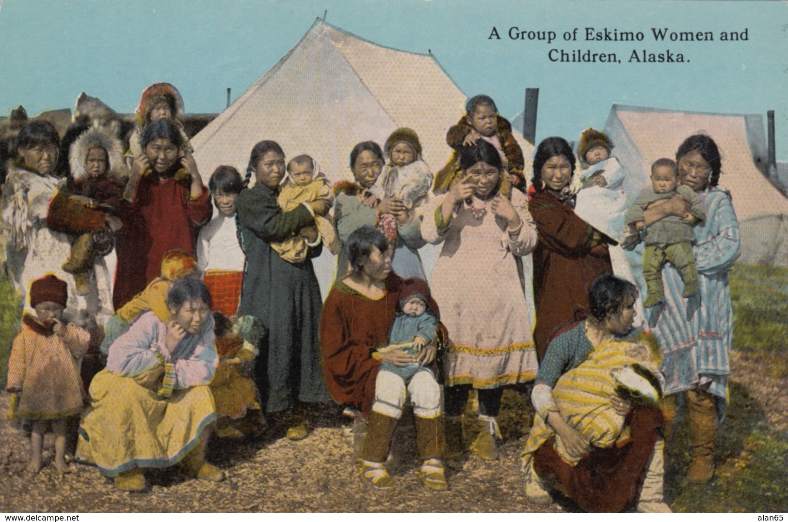 Group Of Eskimo Women And Children Alaska Native American Indians, C1900s/10s Vintage Postcard - Native Americans