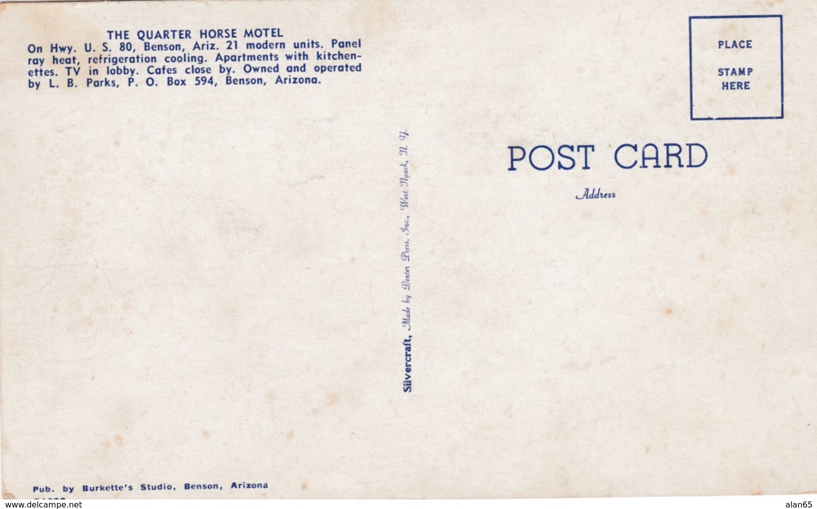 Benson Arizona, Quarter Horse Motel Lodging, Auto C1950s Vintage Postcard - Other & Unclassified