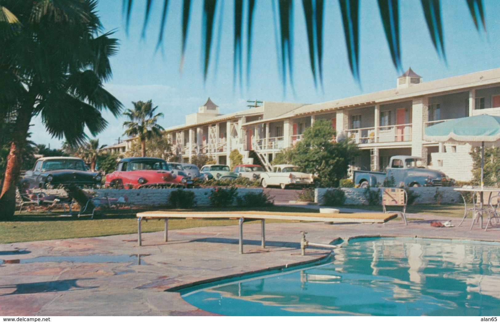 Phoenix Arizona, Desert Inn Motel Lodging, Autos C1950s Vintage Postcard - Phoenix