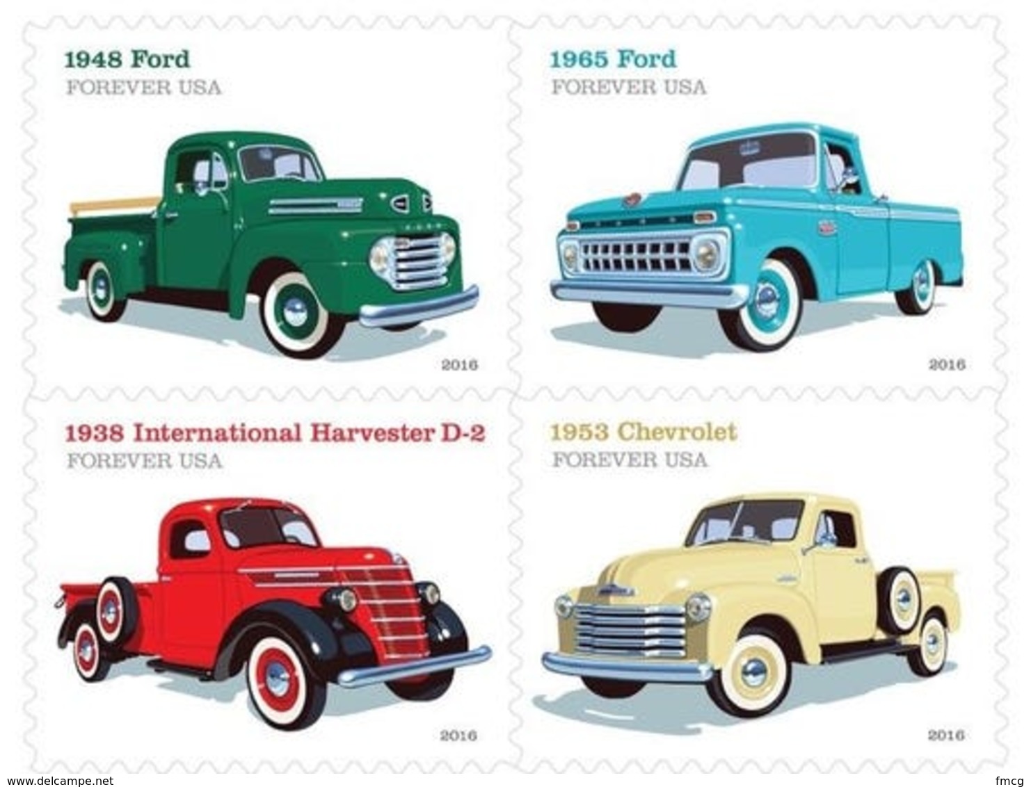2016 (forever) Pickup Trucks, Block Of 4, Self Adhesive - Unused Stamps