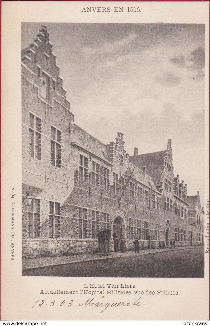 Antwerpen Anvers L' Hotel Hof Van Liere Rue Des Princes Prinsstraat Hopital Militaire Universiteit (zeer Goede Staat) - Antwerpen