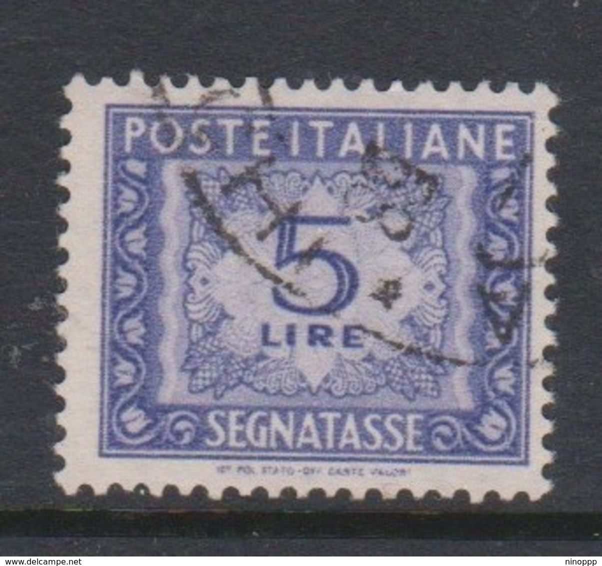 Italy PD 101 1947-54 Republic  Postage Due,watermark Flying Wheel,lire 5 Blue,used - Segnatasse