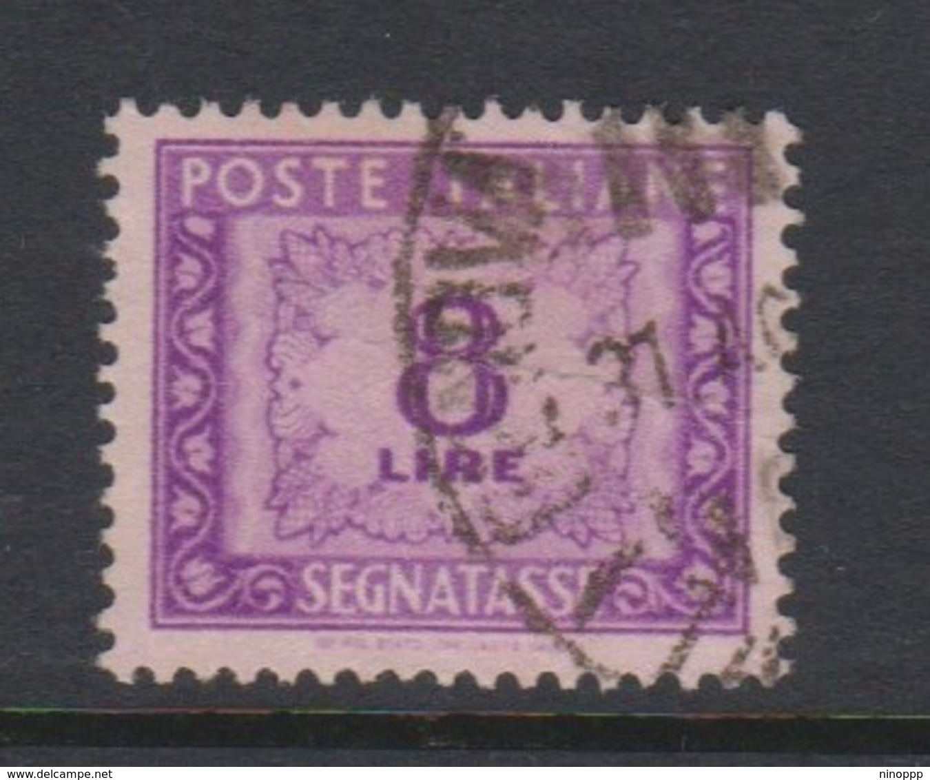 Italy PD 103 1947-54 Republic  Postage Due,watermark Flying Wheel,lire 8 Rose Violet,used - Postage Due