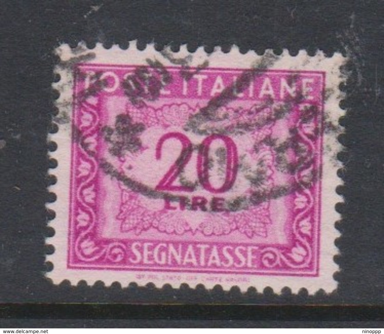 Italy PD 106  1947-54 Republic  Postage Due,watermark Flying Wheel,lire 20 Lilac Rose,used - Postage Due