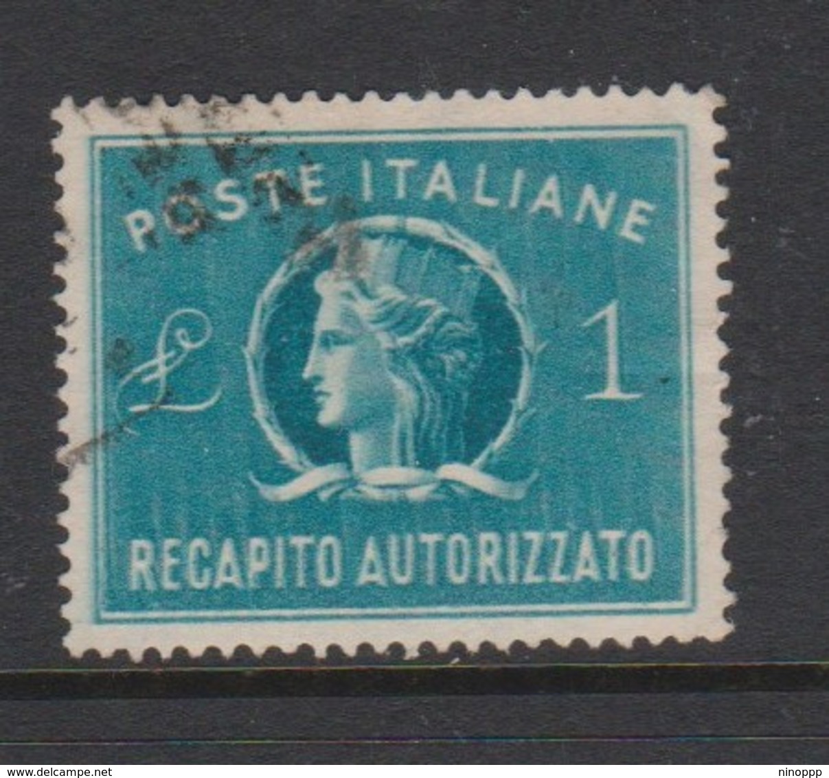 Italy Republic AD 8 1947 Authorized Delivery Stamp 1 Lira Green ,used - Express/pneumatic Mail