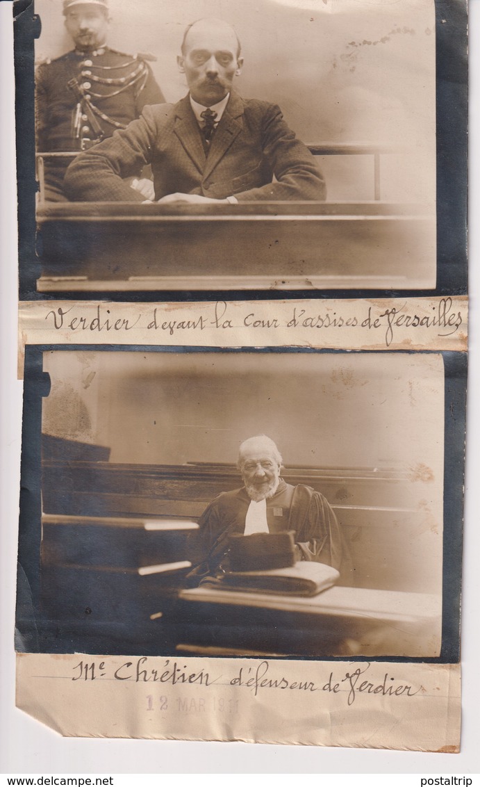 LOT 2 FOTO  1911 VERDIER COUR D'ASSISES VERSAILLES CHRÉTIEN DÉFENDEUR 21*13CM Maurice-Louis BRANGER PARÍS (1874-1950) - Personalidades Famosas