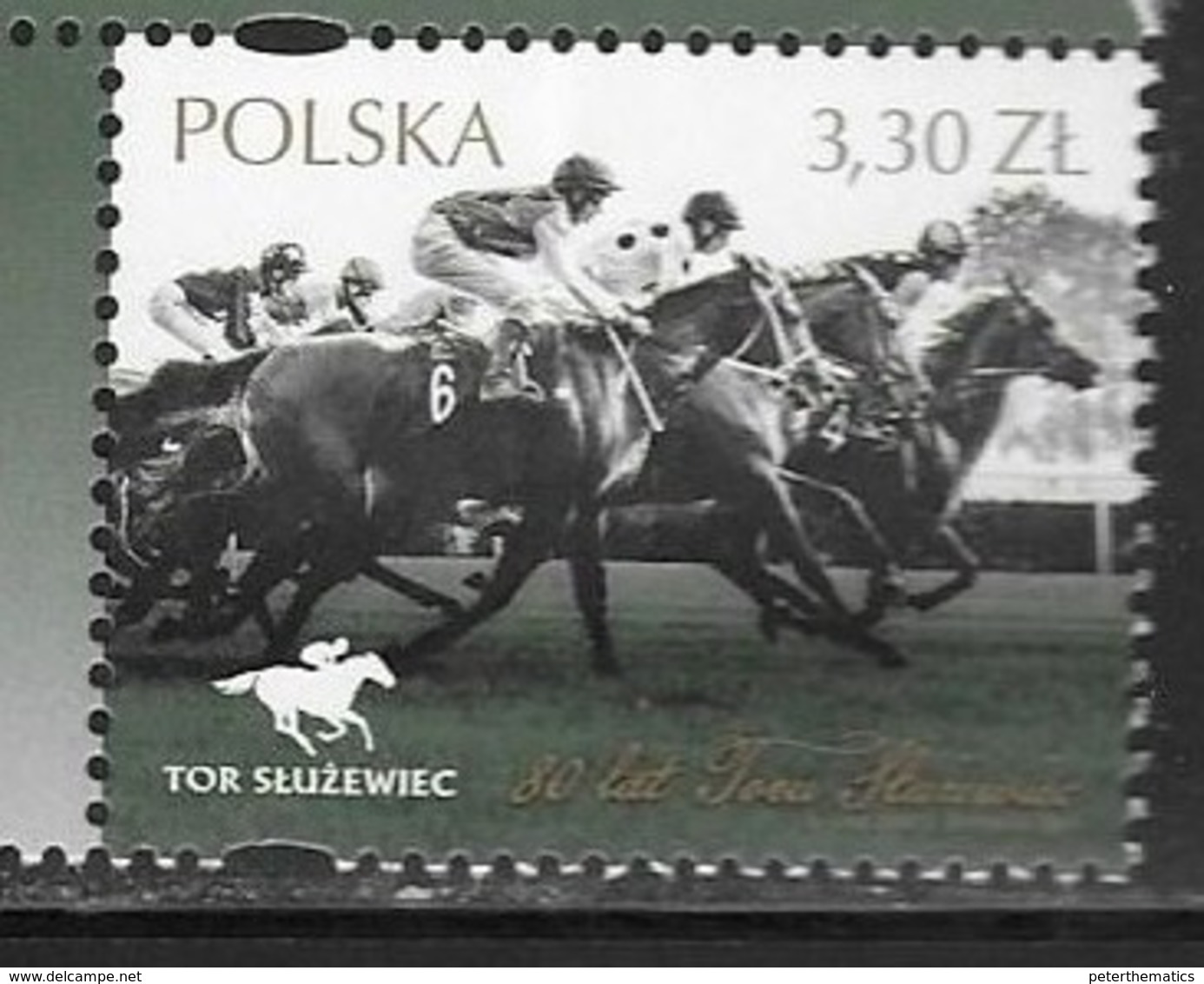 POLAND, 2019, MNH, HORSES, 80 YEARS OF SLUZEWIEC TRACK, 1v - Horses