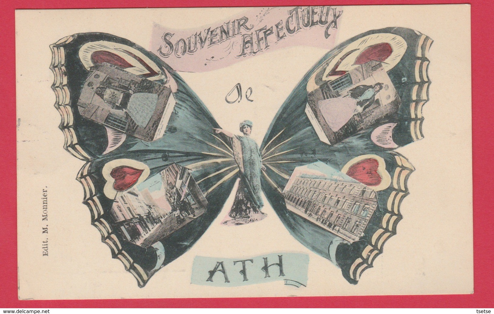 Ath - Souvenir Affectueux ... Papillon - Carte Multivues -1912 ( Voir Verso ) - Ath