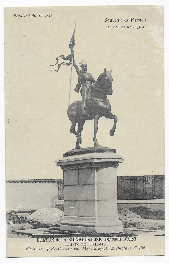 Albi Rare Souvenir De Mission Mars-Avril 1914 Statue De La Bienheureuse Jeanne D' Arc Bénite Par Mgr. Mignot - Albi