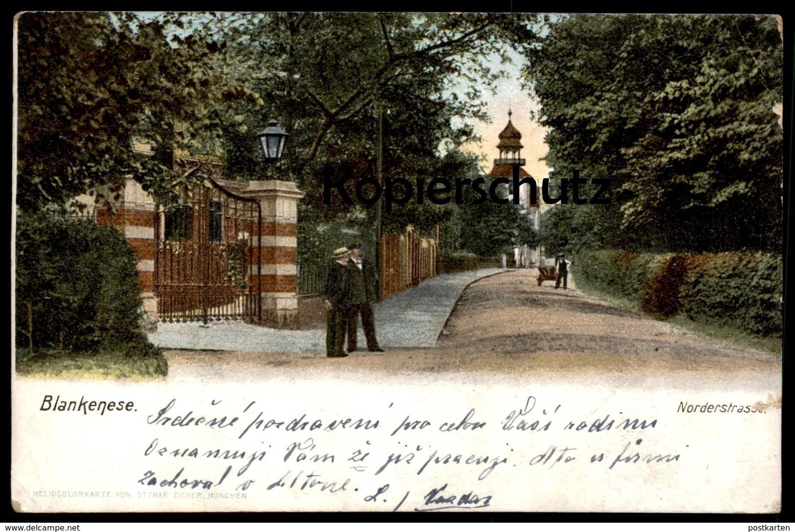 ALTE POSTKARTE HAMBURG BLANKENESE NORDERSTRASSE HERREN ANZUG HUT TOR EINFAHRT AK Ansichtskarte Postcard Cpa - Blankenese