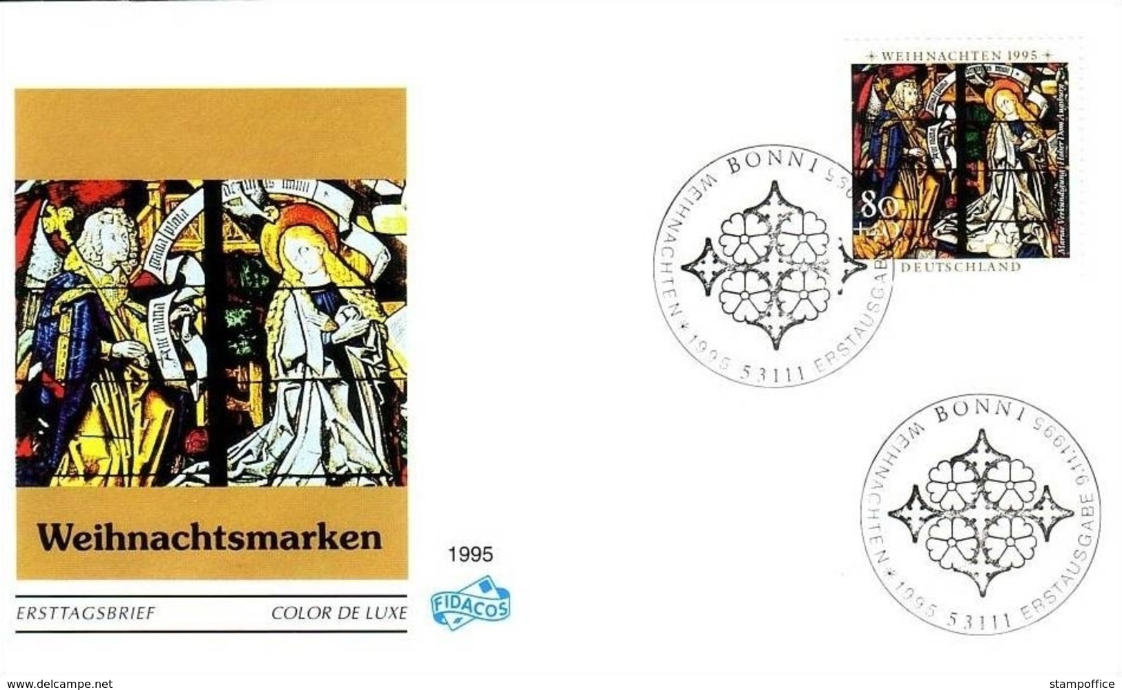 DEUTSCHLAND MI-NR. 1831-1832 FDC WEIHNACHTEN 1995 FENSTER DES AUGSBURGER DOM - Weihnachten