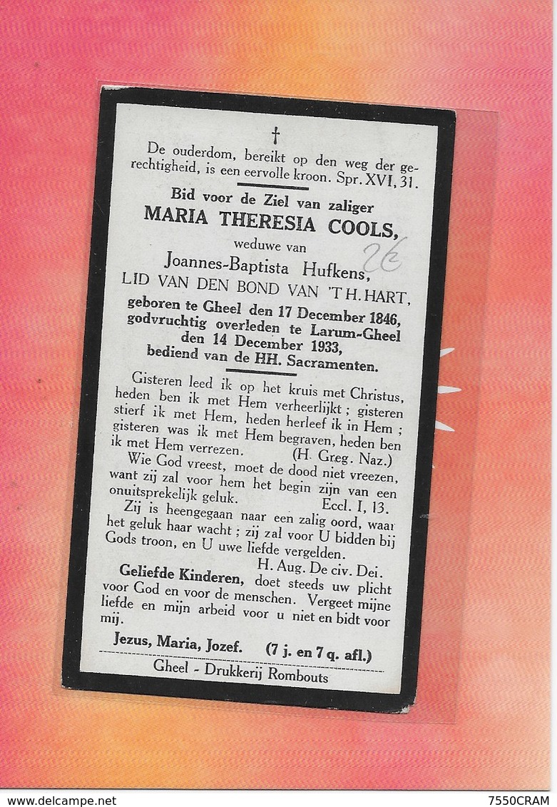 MARIA COOLS -GEEL-LARUM - Obituary Notices