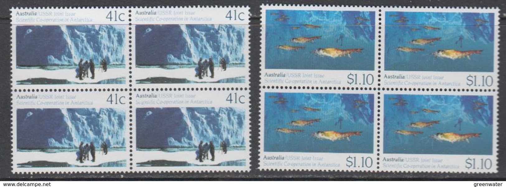 Australia 1990 Antarctica / Joint Issue With USSR  2v Bl Of 4 ** Mnh (44261) - Unused Stamps