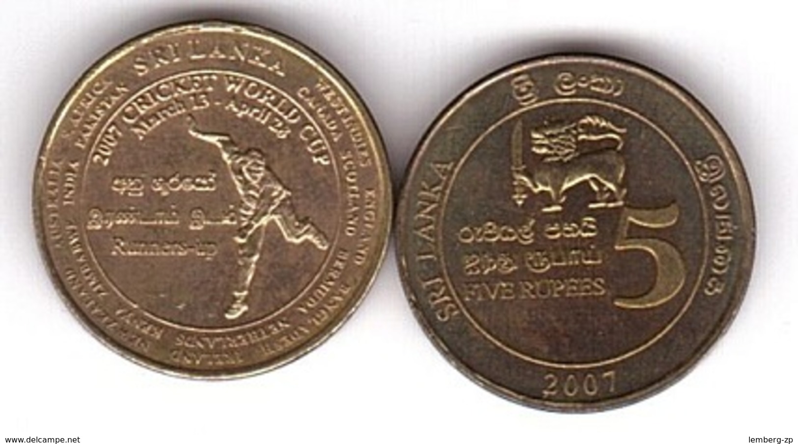 Sri Lanka - 5 Rupees 2007 XF Cricker World Cup Comm. Lemberg-Zp - Sri Lanka