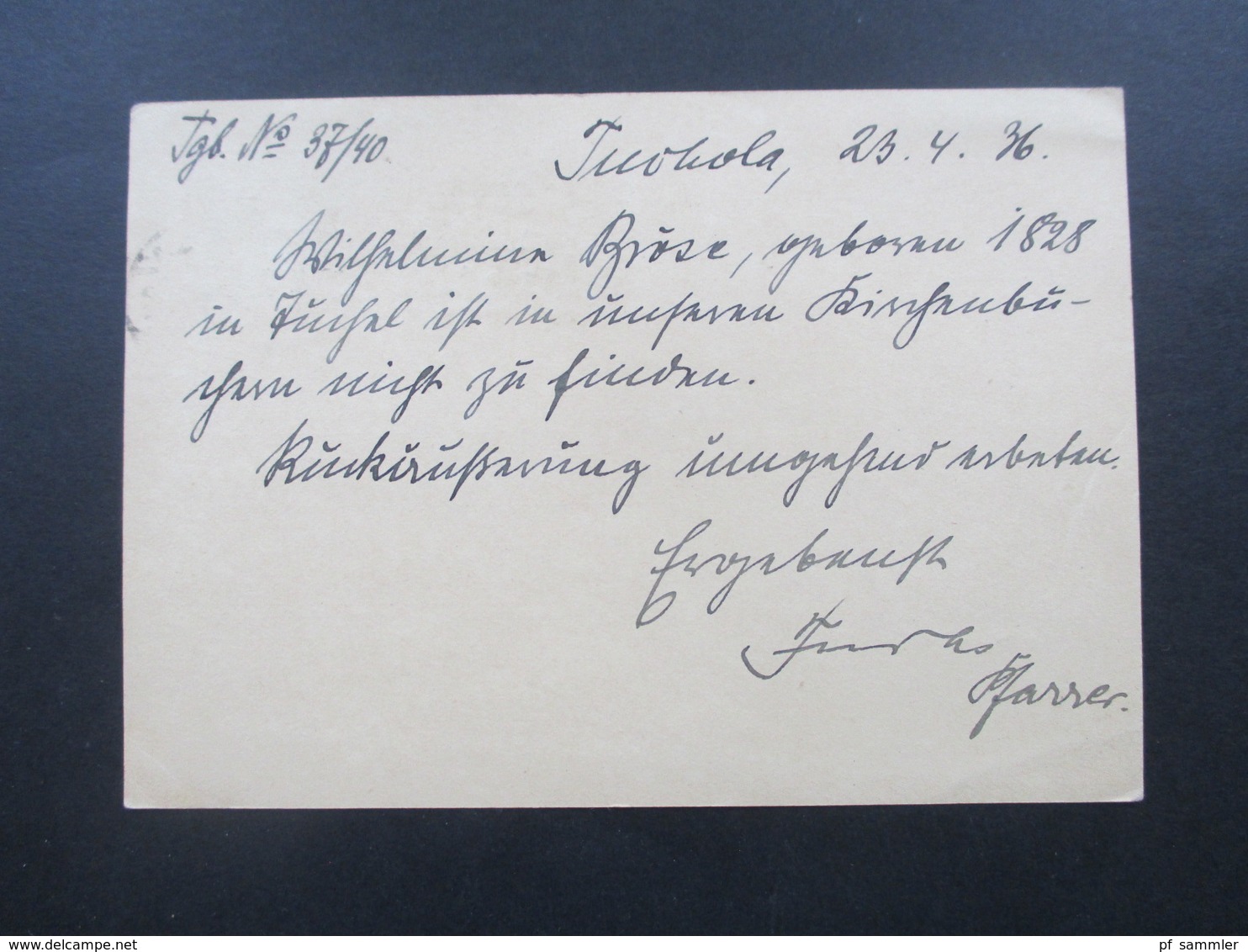 Polen 1936 Ganzsache Mit Zusatzfrankatur Tuchula Stempel Ewangielicki Urzad Parafjalny W Tucholi. Bibel - Briefe U. Dokumente