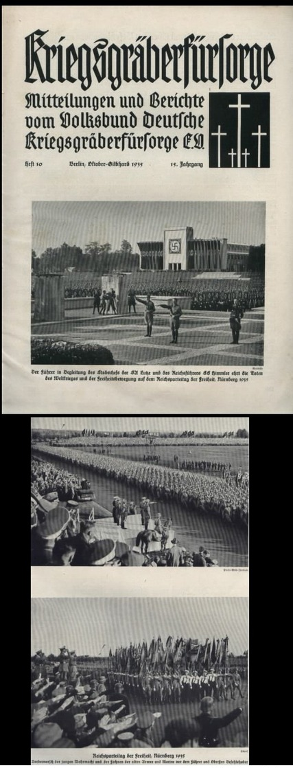 WW II Heft 30 X 22 Cm Kriegsgräberfürsorge ,Oktober 1935 , Illustriert: 16 Seiten ,Adolf Hitler , SA Stabschef Lutze , - Lettres & Documents