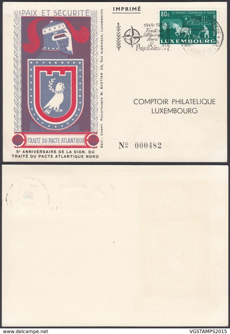 Luxembourg 1954 - Carte Spéciale Pour Otan Avec Nº443 (BE) DC3750 - Lettres & Documents