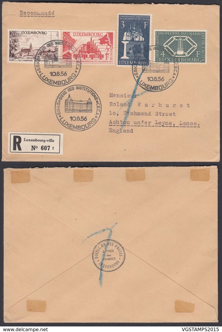 Luxembourg 1956 -FDC Avec Nº511/13 Pour Grande Bretagne (BE) DC3751 - Lettres & Documents